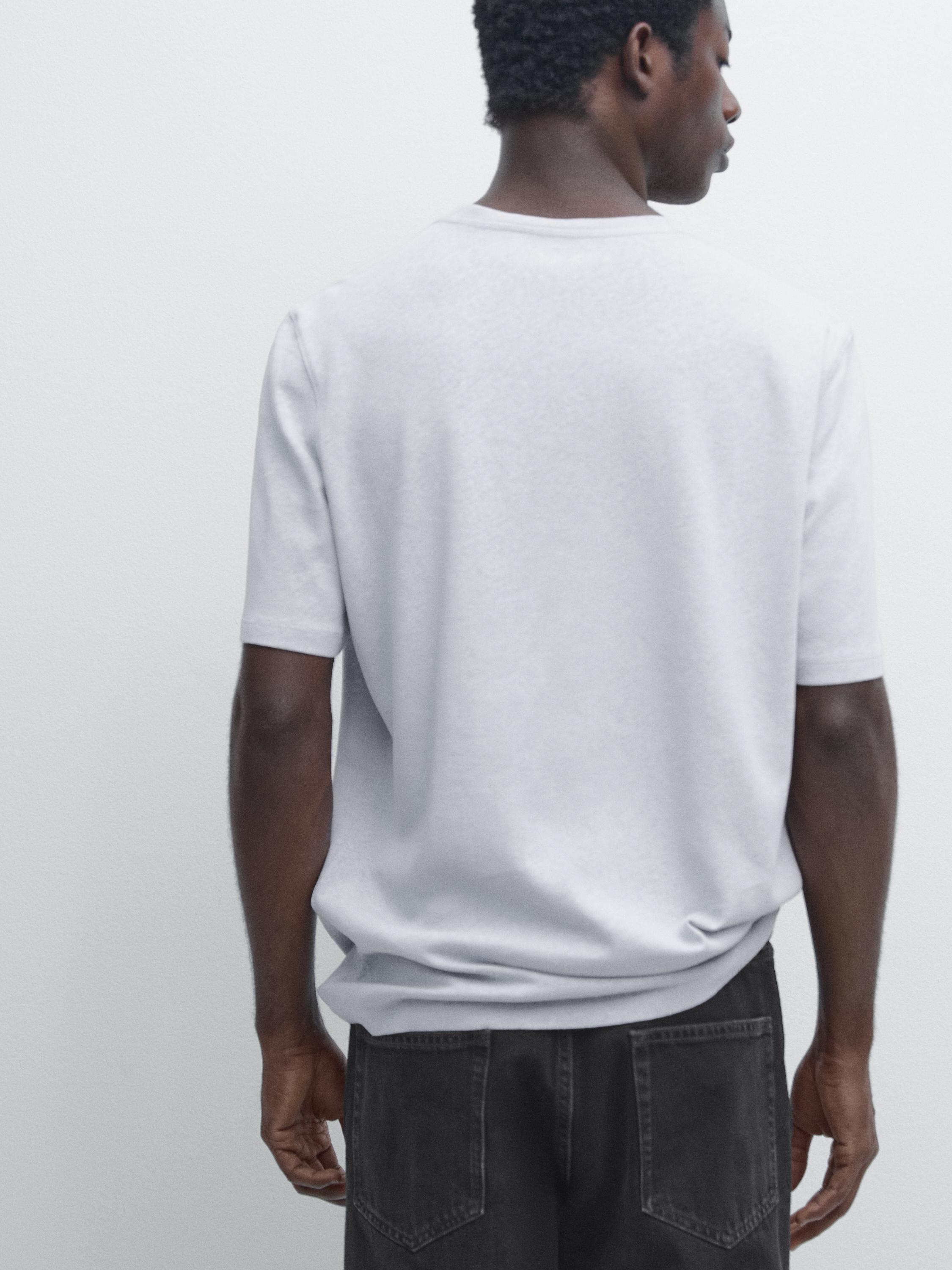 Short sleeve linen and cotton T-shirt